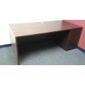 Dark Cherry Wooden Single Ped Desk with Pedestal