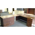L-Suite Desk w/ Pedestal and 2-Drawer lateral, Dark Brown Wooden