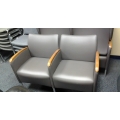 Reception Style, Double Tandem Grey Leather chairs, Maple Arms