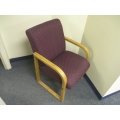 Maroon Guest Reception Chair, Oak Arms