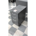 Grey 3 Drawer Pedestal With Steel Handles 15 x 22 x 27 1/2