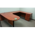 Heartwood Autumn Maple C-Suite Desk With Pedestal   71x114x71