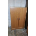 Brown Wood 2-Door Enclosed Storage Cabinet 2 Shelves