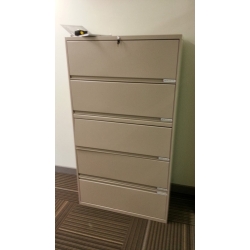 5 Drawer Sand Flip Front 36" Lateral File Cabinet with Keys