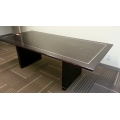 Executive Dark Wood Boardroom Meeting Table, Silver Inlay 90x42