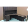 Dark Brown Office L-Suite Desk w Overhead L & R Hand