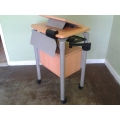 Rolling Power Podium w/ 2 Side Keyboard Platforms, Cabinet Space