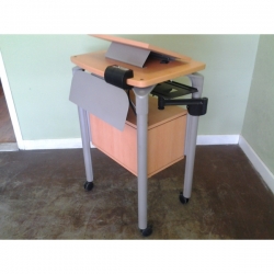 Rolling Power Podium w/ 2 Side Keyboard Platforms, Cabinet Space Rolling Power Podium w/ 2 Side Keyboard Platforms, Cabinet Space