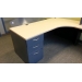 Global Grey with Blonde Top Office U-Suite Desk w Overhead