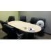 Global Oval Dark Brown w Blonde Top 7' Boardroom Meeting Table