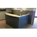 Global Grey Blonde L-Shape Reception Desk w Transaction Counter