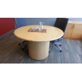 Global 42" Round Blonde Top and Column Wood Meeting Table