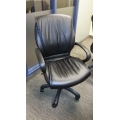 Global Black Leather Executive Task Boardroom Chair w Full Arms