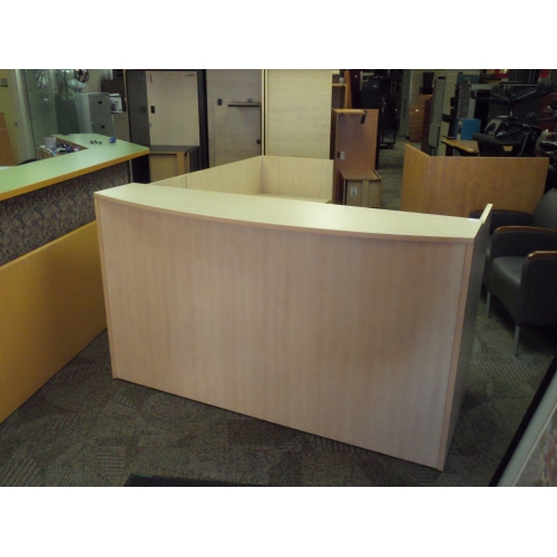 Blonde Reception Desk W Bow Front Transaction Counter Allsold Ca Buy Sell Used Office Furniture Calgary