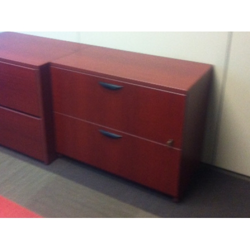 Cherry 2 Drawer Lateral Wood File Cabinet Locking 36 X 20