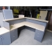 Global Grey Blonde L-Shape Reception Desk w Transaction Counter