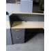 Global Grey Blonde L-Shape Reception Desk w Transaction Counter