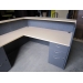 Global Grey Blonde L-Shape Reception Desk w Transaction Counter