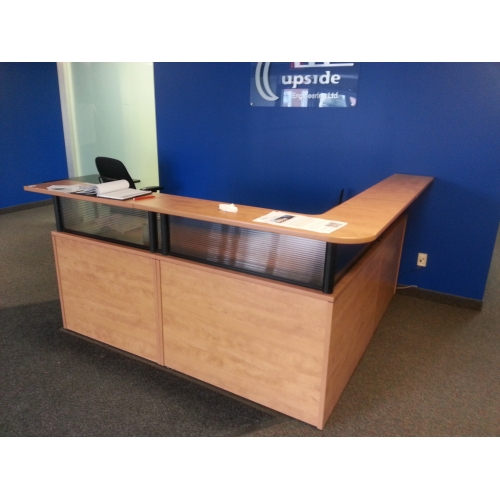 Sugar Maple L Suite Reception Desk W Transaction Counter Allsold