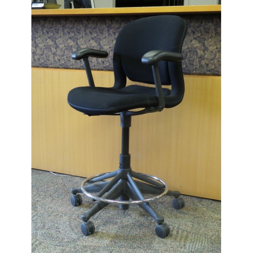 Herman Miller Equa Black Adjustable Drafting Stool W Arms Allsold Ca Buy Sell Used Office Furniture Calgary