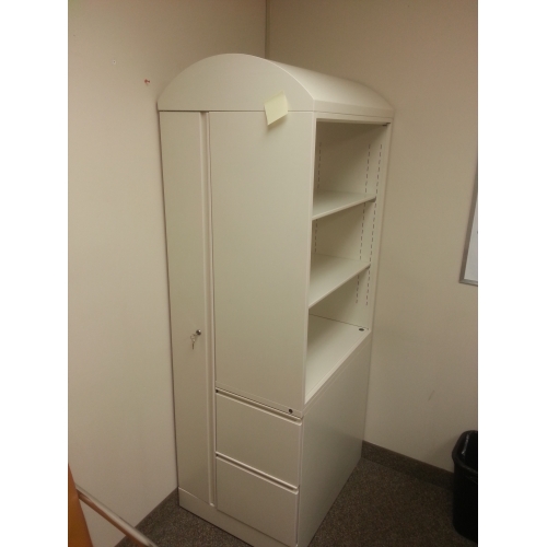 Meridian White Modified Desk Side Wardrobe Book Case File