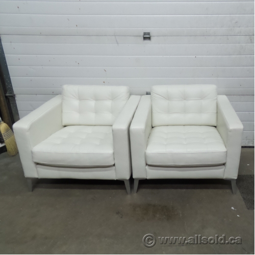 Clam package Juggling Ikea Landskrona White Leather Reception Lounge Chair - Allsold.ca - Buy &  Sell Used Office Furniture Calgary