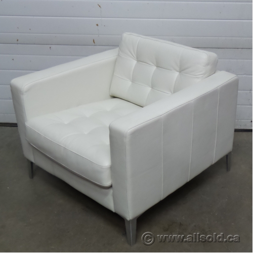 Ikea Landskrona White Leather Reception Lounge Chair Allsold Ca