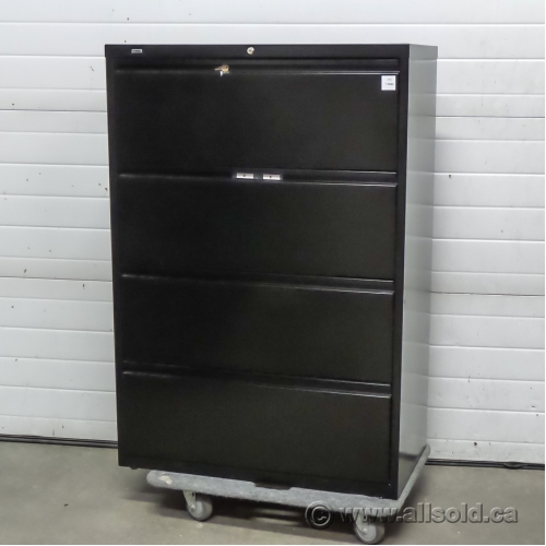 Lorell Black 4 Drawer Lateral File Cabinet 36 Locking Allsold Ca