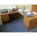 3 piece Medium Oak Office Suite with Desk, Credenza, and Filing