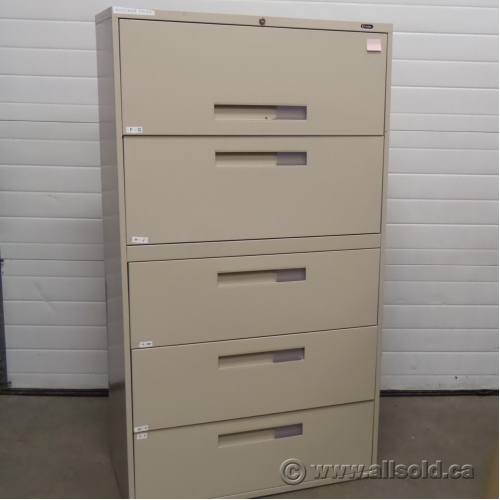 Global Beige 5 Drawer Lateral File Cabinet Locking Allsold Ca