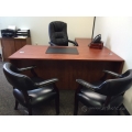 Autumn Maple Double Pedestal L Suite Desk with Client Knee Space