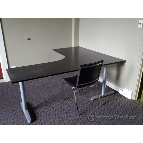 Ikea Galant Espresso Modular Open Style L Suite Desk W Grey Legs Allsold Ca Buy Sell Used Office Furniture Calgary