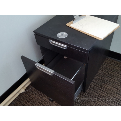 Ikea Galant Espresso 2 Drawer Rolling Pedestal W Combination