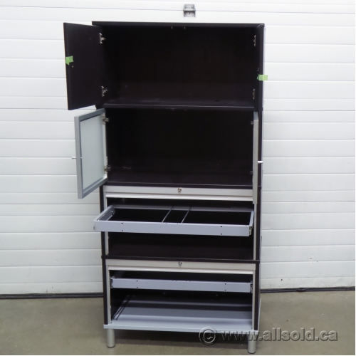 Ikea Effektiv Espresso 4 Compartment Roll Front File Cabinet