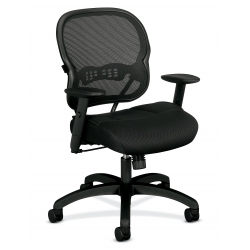 HON Basyx Black Mesh / Cloth Mid Back Rolling Task Chair