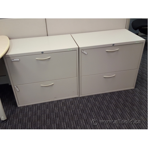 Teknion Tan 30 2 Drawer Lateral File Cabinet Locking Allsold