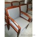 Light Grey/Blue Tone Cloth Guest Reception Chair w Cherry Frame