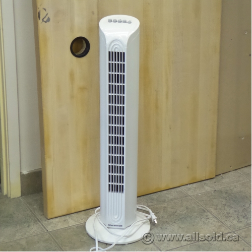 White Duracraft Oscillating Tower Fan Allsold Ca Buy Sell Used Office Furniture Calgary