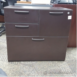 Espresso 4 Drawer Double Wide File and Storage Pedestal