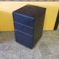 Black High Quality Wood Rolling 3 Drawer Pedestal