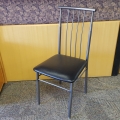 Grey Amisco ALAN Metal Kitchen Chair w/ Leather Seat