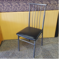 Grey Amisco ALAN Metal Kitchen Chair w/ Leather Seat