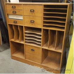 Brown Wooden Stationary Sorting/Organizing Shelf
