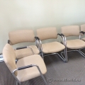 Beige Cloth & Chrome Sleigh Guest Reception Chair
