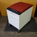 White Teknion 2 Drawer Rolling Pedestal w/ Red Cushion