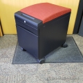 Black Teknion 2 Drawer Rolling Pedestal w/ Red Cushion
