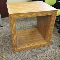 Brown Tiger Stripe Side End Table w/ Square Storage Opening