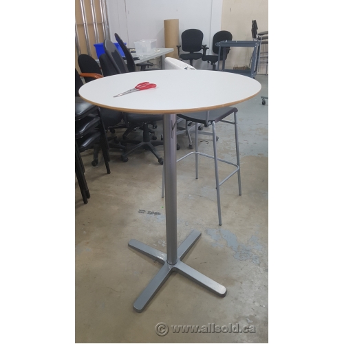 30 In Round White Tall Table Grey Base Bar Bistro Ikea Billsta
