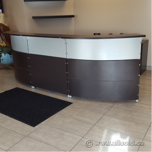 Artopex Espresso Grey Rounded Reception Desk Ped Credenza
