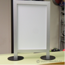 Silver Frame Metal Sign Stand - 11 x 17 w/ Black Round Base
